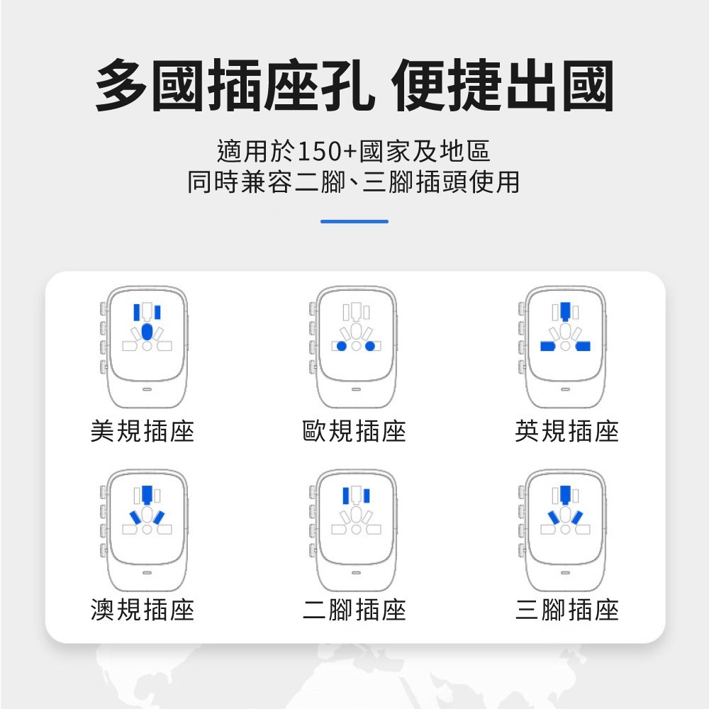 DTAudio 萬國旅行充 2000W USB Type-C 全球通用 快速充電 萬用轉接頭 旅行充電頭 聆翔旗艦店-細節圖6