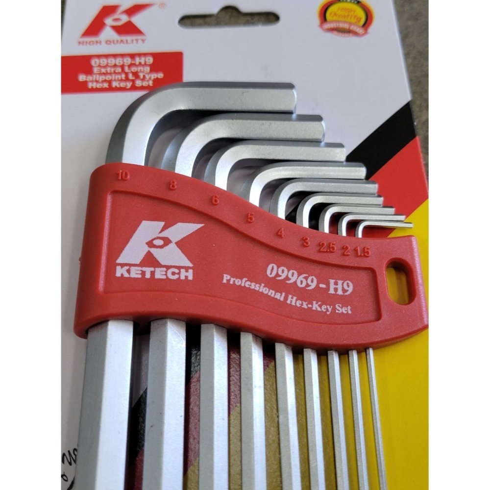 (巧雲家) K牌 六扳手 9支組 1.5-10mm長L型圓頭六角手組 09969-H9 板手 扳手-細節圖2