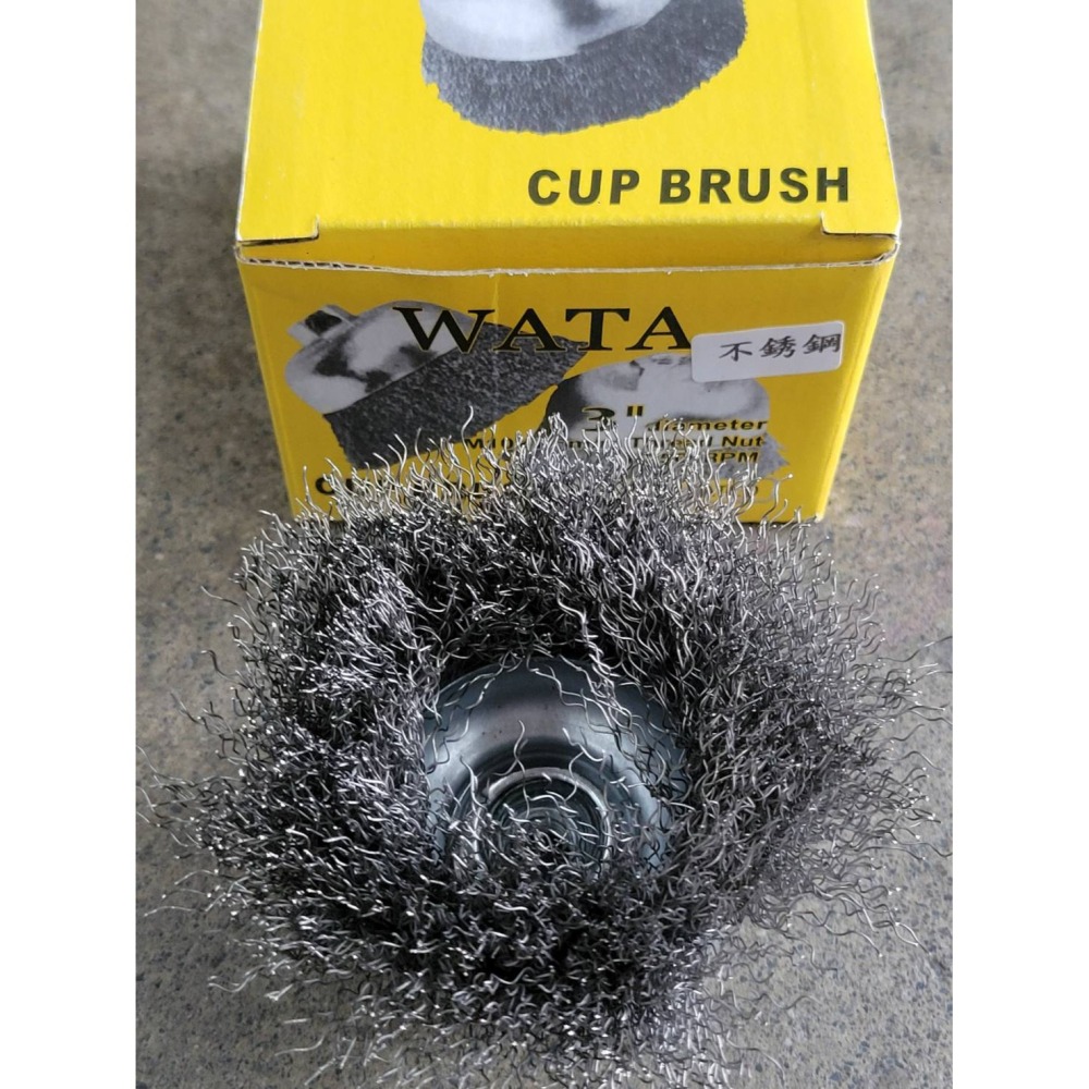 (巧雲家) 台灣製 WATA 3＂白鐵碗型鋼絲輪 除鏽油漆 銲接劑 砂輪機 鋼絲輪 鋼刷 白鐵刷-細節圖6