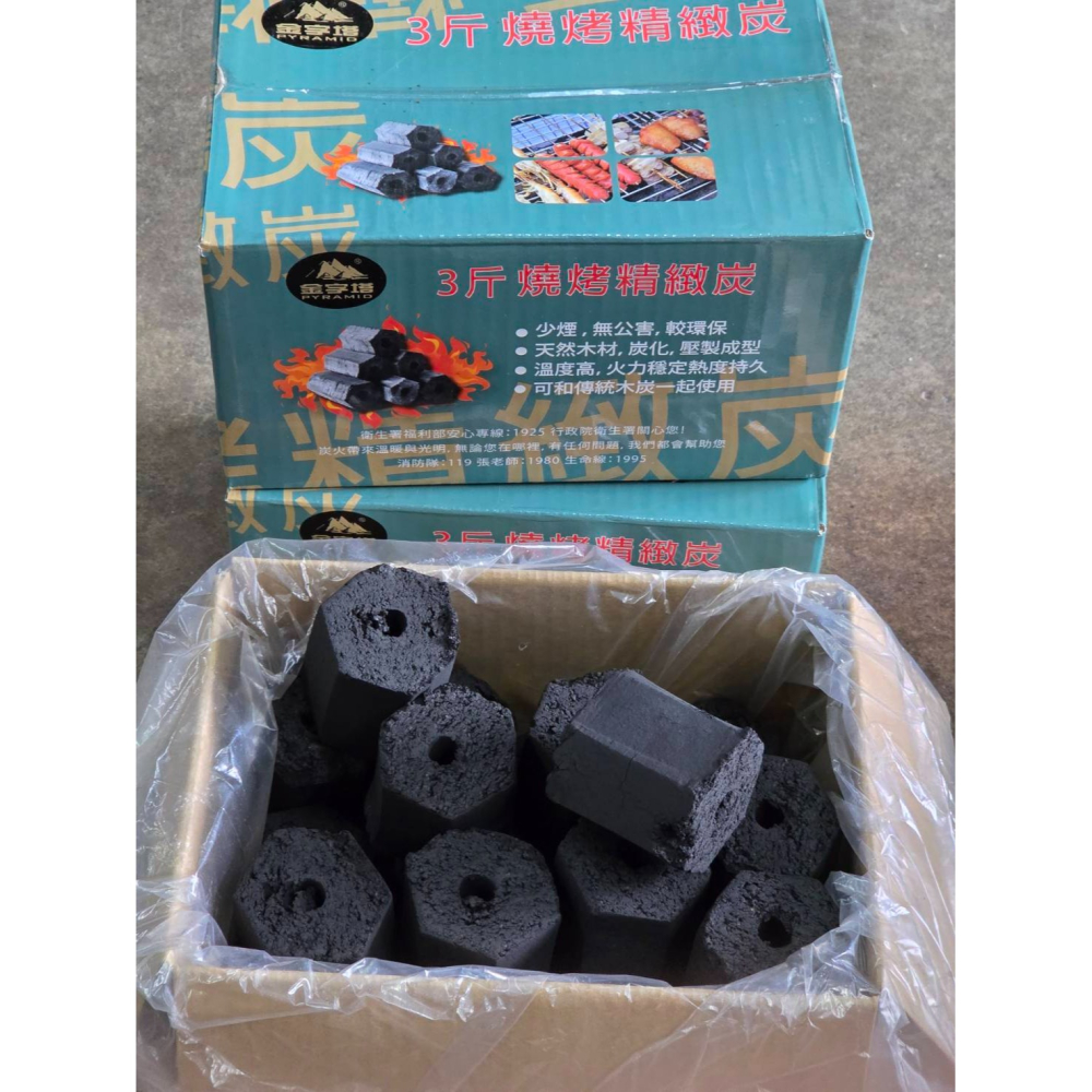 (巧雲家) 金字塔3斤燒烤精緻炭(盒装) 少煙耐燒 精煉炭 碳精 木炭 烤肉炭 露營 中秋烤肉-細節圖2