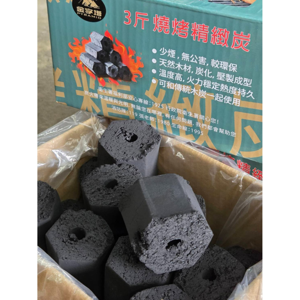 (巧雲家) 金字塔3斤燒烤精緻炭(盒装) 少煙耐燒 精煉炭 碳精 木炭 烤肉炭 露營 中秋烤肉-細節圖4