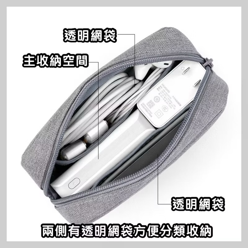 台灣 現貨 數位收納包 防潑水線材收納包 充電器包 小號 輕巧好收納 好攜帶 可放置 行動電源 隨身碟 拉鍊順滑不卡頓-細節圖2