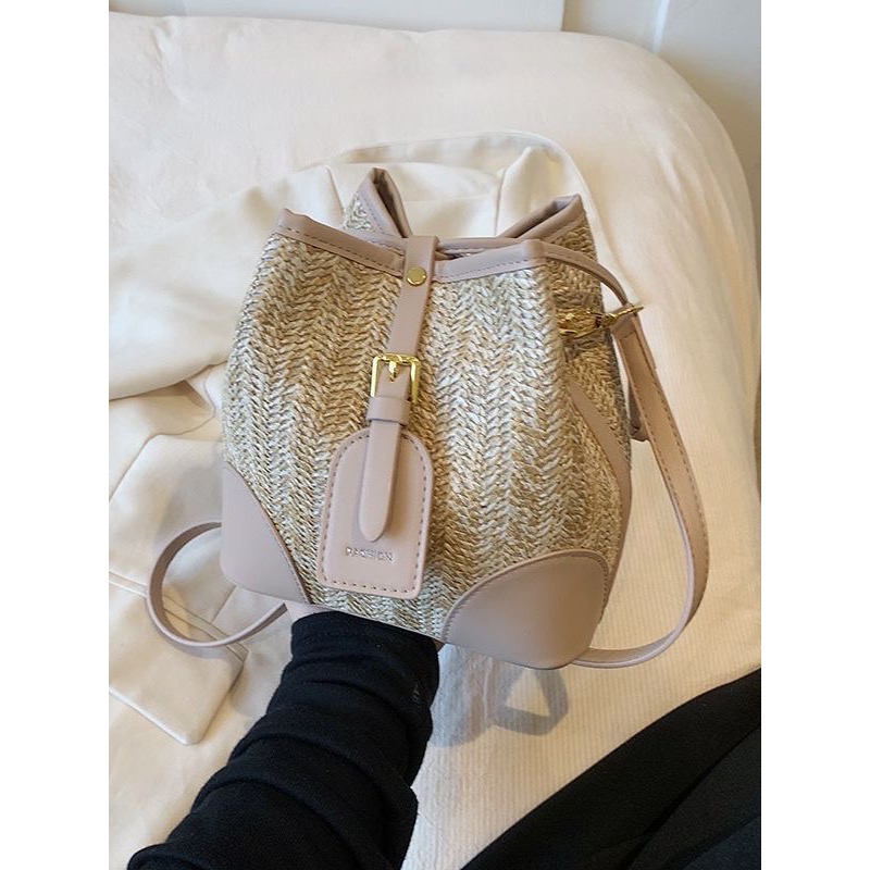 編織單肩斜挎水桶包-細節圖4