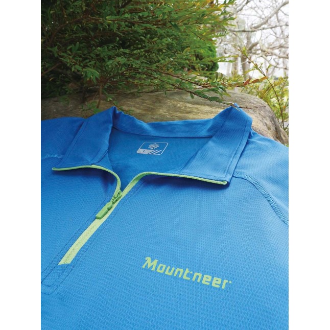 山林MOUNTNEER 男款膠原蛋白排汗衣 41P37 藍色 立領運動上衣 涼感 透氣 OUTDOOR NICE-細節圖3
