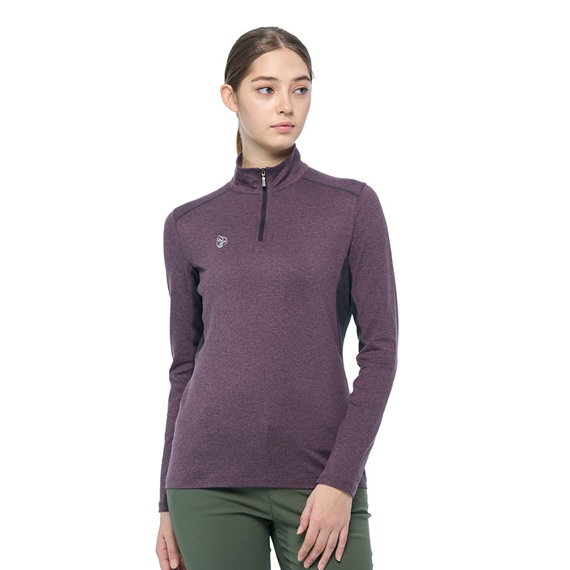 荒野WILDLAND 女款彈性雙色前開襟保暖衣 0B02611 深粉紅 透氣保暖 內磨毛舒適 OUTDOOR NICE-細節圖2