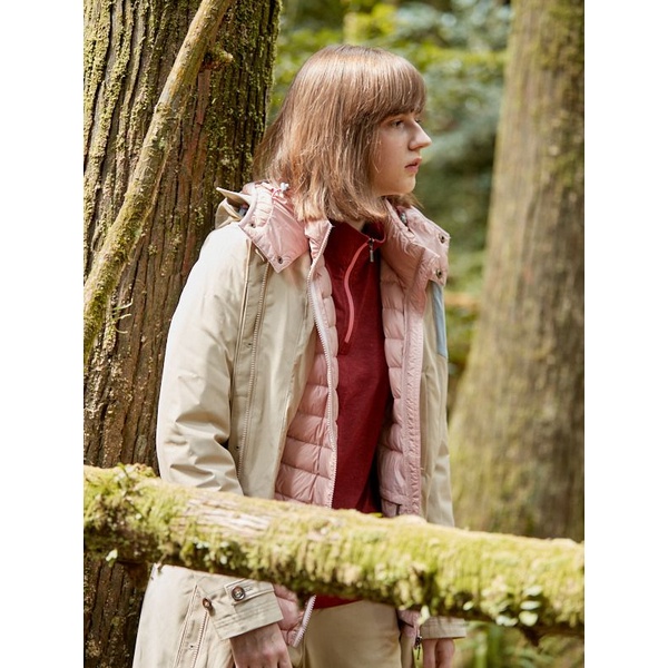 荒野WILDLAND 女款彈性雙色前開襟保暖衣 0B02611 深粉紅 透氣保暖 內磨毛舒適 OUTDOOR NICE-細節圖4