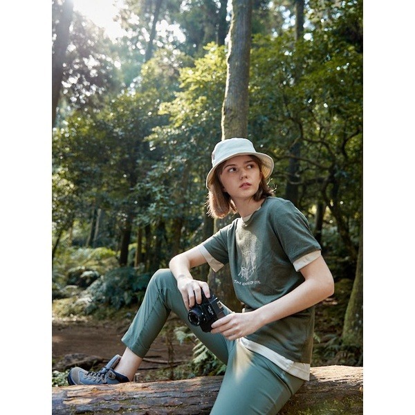 荒野WILDLAND 女款 100%美麗諾150印花短袖衣 0B02603 鼠尾草綠 中層衣 OUTDOOR NICE-細節圖5