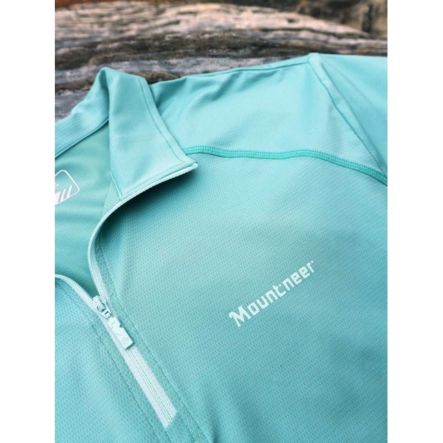 山林MOUNTNEER 男款膠原蛋白排汗衣 41P37 粉綠 立領運動上衣 涼感 透氣 OUTDOOR NICE-細節圖3