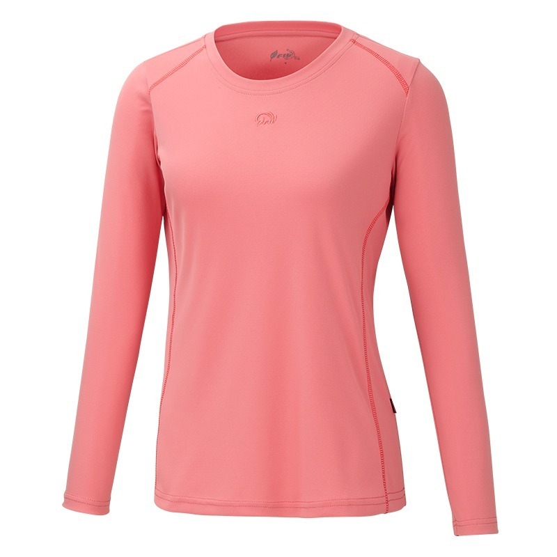 維特FIT 女款涼感吸排抗UV長袖圓領上衣 OS2101 粉橘色 涼感衣 防曬上衣 排汗長T OUTDOOR NICE-細節圖2