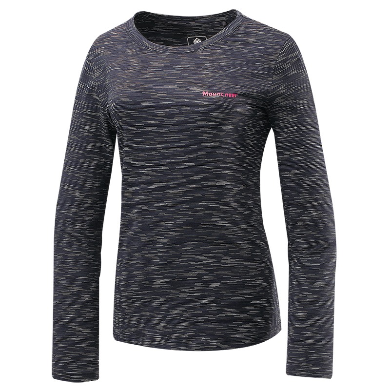 山林MOUNTNEER 女款排汗保暖上衣 32P28 黑灰 排汗衣 中層衣 圓領T恤 運動服 OUTDOOR NICE-細節圖2