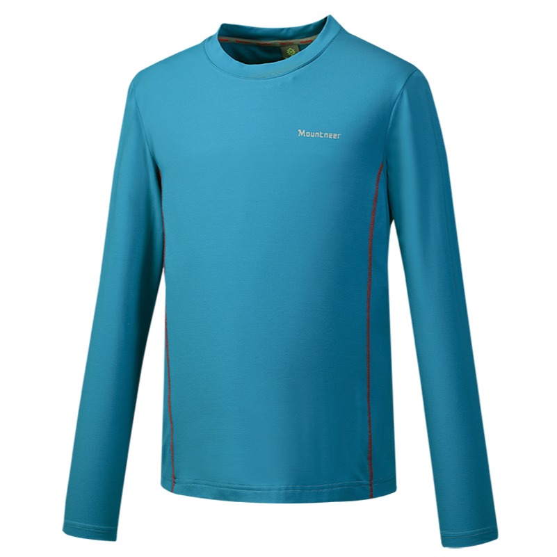 山林MOUNTNEER 男款快熱保暖圓領上衣 42P05 藍色 內裡磨毛 保暖衣 中層衣 OUTDOOR NICE-細節圖2