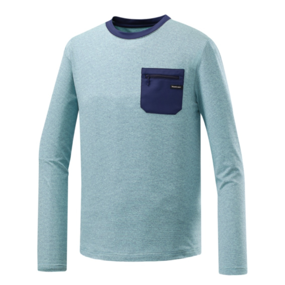 山林MOUNTNEER 男款環保紗保暖圓領上衣 42P19 碧綠 內裡磨毛 運動T恤 中層衣 OUTDOOR NICE-細節圖2