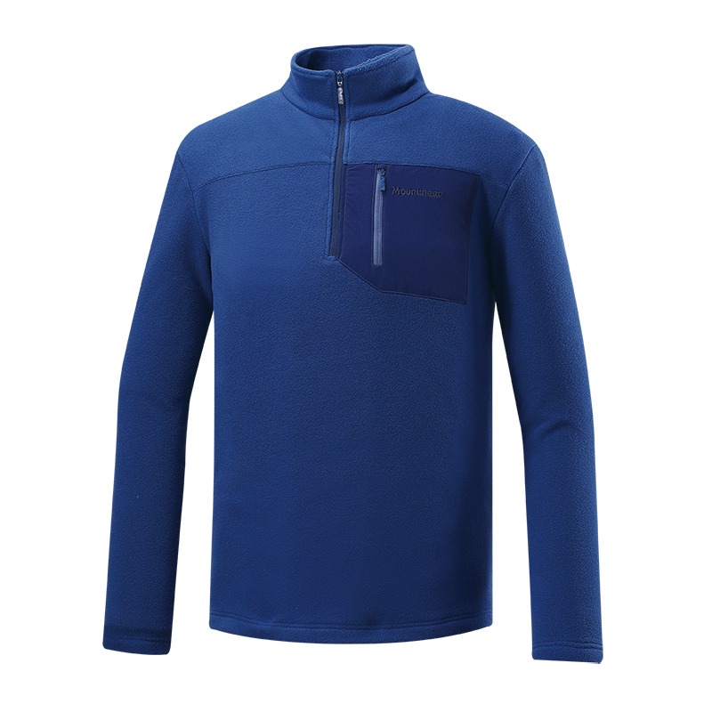 山林 MOUNTNEER 男款刷毛保暖上衣 42F17 寶藍 彈性 保暖 中層衣 刷毛衣 OUTDOOR NICE-細節圖2