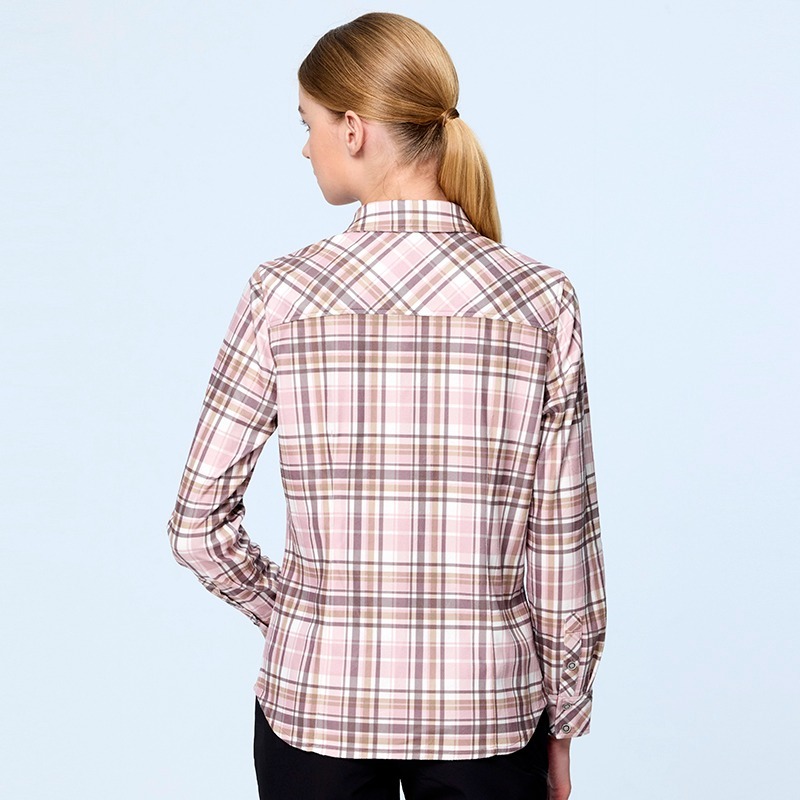 荒野WILDLAND 女款彈性格紋內刷毛保暖襯衫 0B22201 乾燥玫瑰 格紋襯衫 刷毛襯衫 OUTDOOR NICE-細節圖4