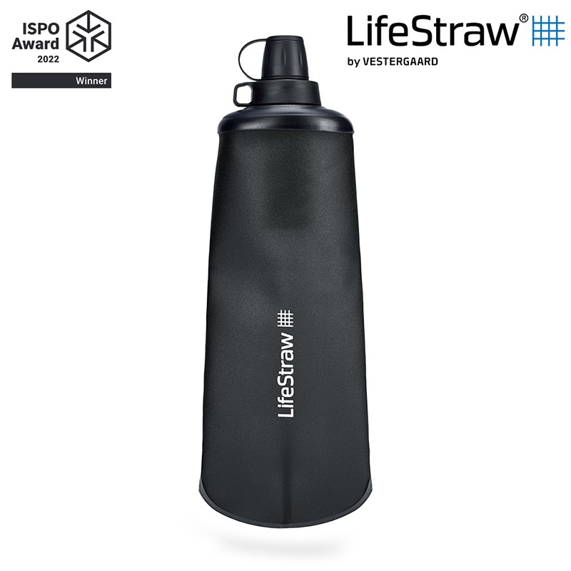 LifeStraw Peak 頂峰軟式水瓶 1L 深灰 ISPO Award 過濾水瓶 OUTDOOR NICE-細節圖2