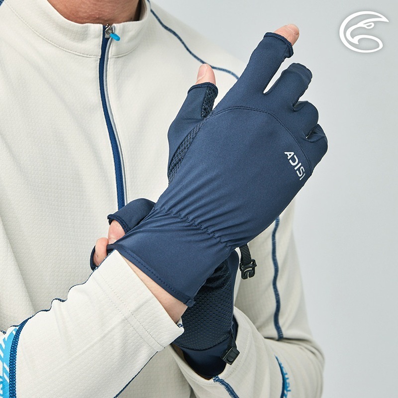ADISI NICECOOL 吸濕涼爽抗UV露指止滑手套 AS23015 深藍 防曬手套 OUTDOOR NICE-細節圖2