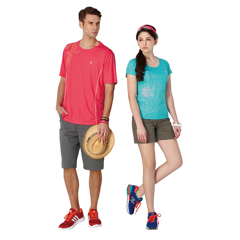 名典 Spar 男款吸濕排汗印花短袖T恤 SA105309 紅色 排汗T恤 運動T恤 圓領T OUTDOOR NICE-細節圖2