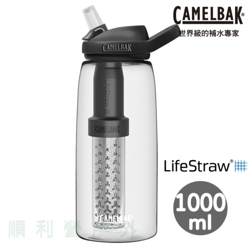 CAMELBAK 1000ml LifeStraw濾心 eddy+多水吸管水瓶RENEW 晶透白 登山水壺 順利營戶外