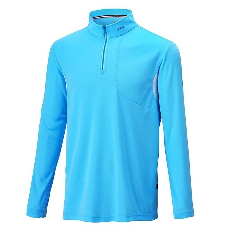 維特FIT 男款COOLMAX 立領長袖上衣 ZS1102 水藍色 排汗衣 長袖防曬衣 OUTDOOR NICE-細節圖2