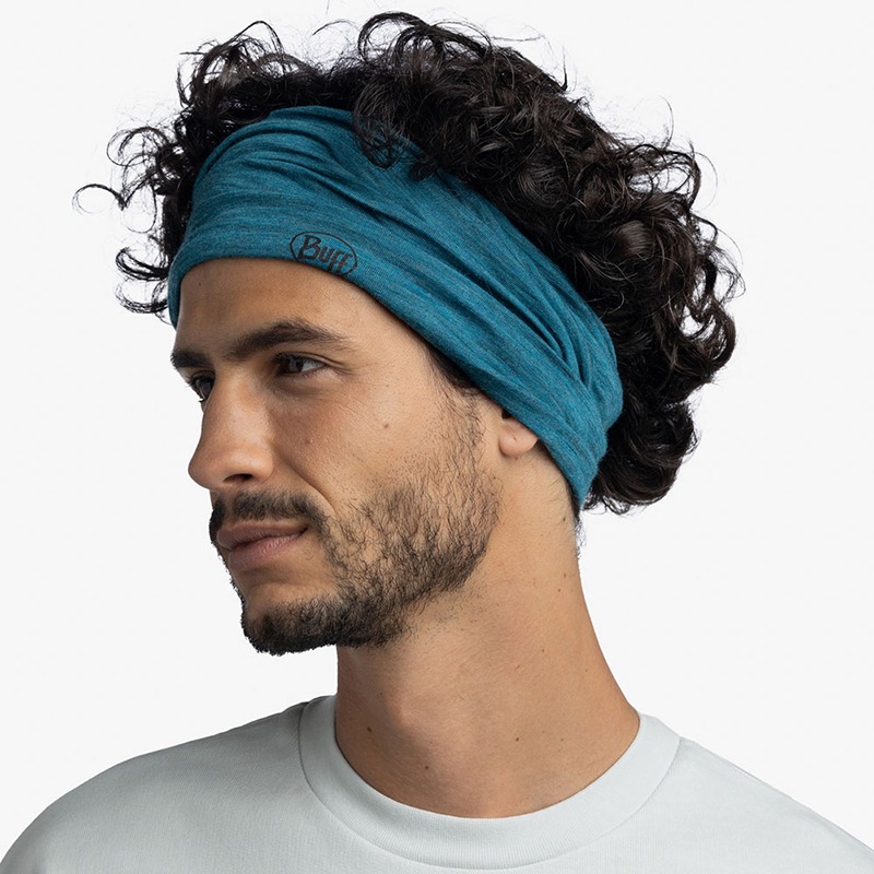 西班牙BUFF 魔術頭巾 舒適素面-美麗諾羊毛頭巾 潮水綠 113010-706 圍巾 脖圍 OUTDOOR NICE-細節圖4