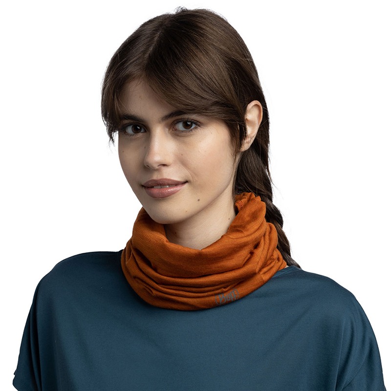 西班牙BUFF 魔術頭巾 舒適素面-美麗諾羊毛頭巾 薑黃色 117819-221 圍巾 脖圍 OUTDOOR NICE-細節圖4