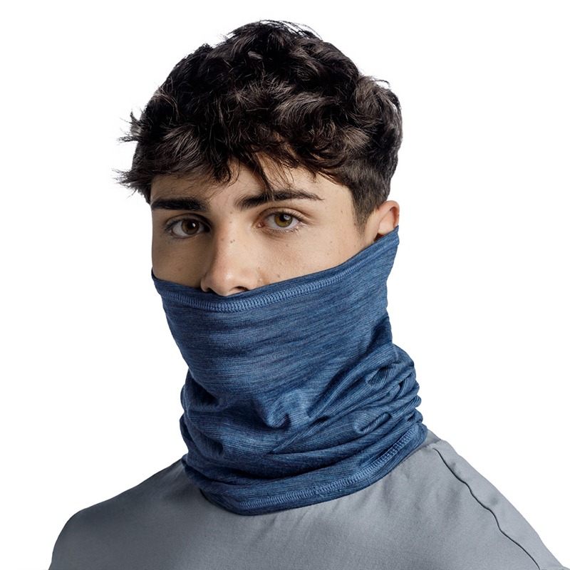 西班牙BUFF 魔術頭巾 舒適素面-美麗諾羊毛頭巾 深海藍紋 117819-759 圍巾 脖圍 OUTDOOR NICE-細節圖5