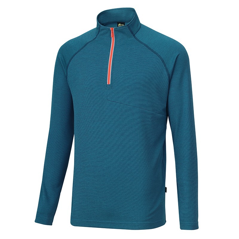 維特FIT 男款吸濕排汗抗UV立領上衣 OW1103 薩克斯藍 休閒服 排汗衣 薄長袖上衣 OUTDOOR NICE-細節圖2