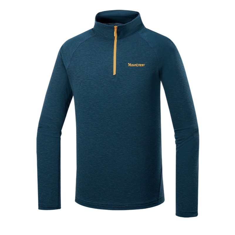 山林MOUNTNEER 男款羊毛保暖上衣 深藍 52P01 保暖排汗衣 吸濕排汗 立領上衣 OUTDOOR NICE-細節圖2