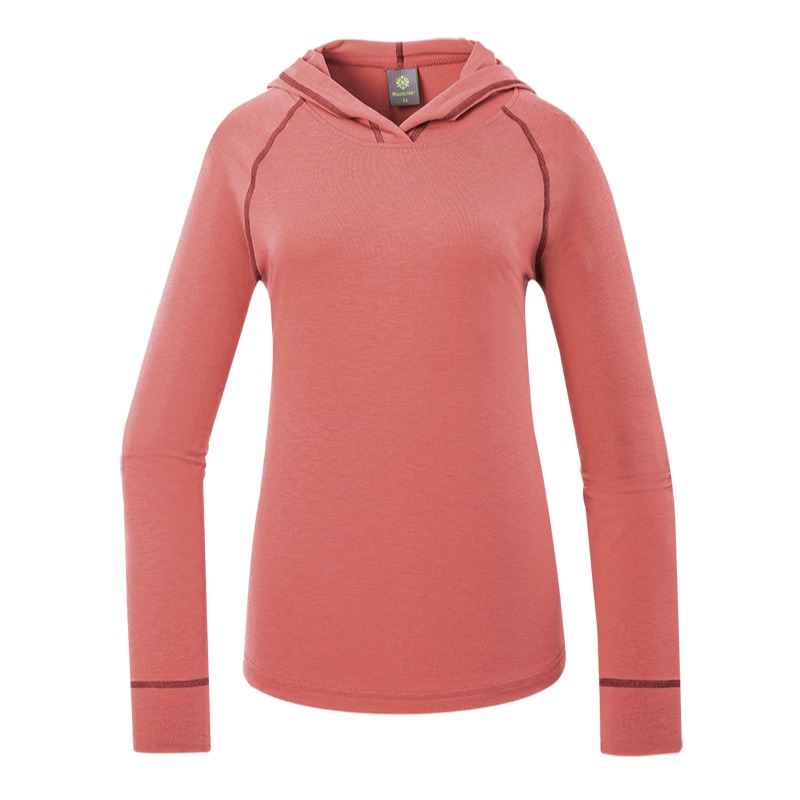 山林MOUNTNEER 女款羊毛保暖連帽上衣 磚紅 52P08 保暖排汗衣 吸濕排汗 OUTDOOR NICE-細節圖2