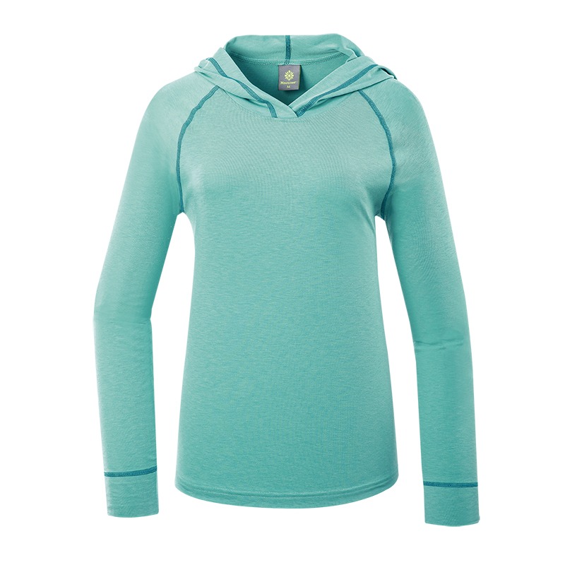 山林MOUNTNEER 女款羊毛保暖連帽上衣 碧綠 52P08 保暖排汗衣 吸濕排汗 OUTDOOR NICE-細節圖2