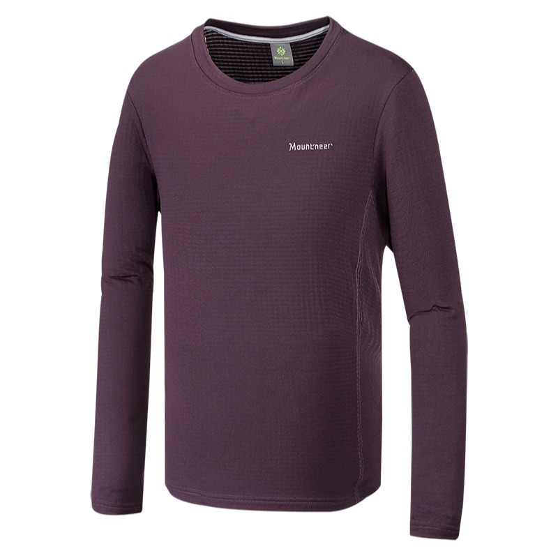 山林MOUNTNEER 男款圓領雲彩針織保暖上衣 暗紫紅 22P17 刷毛衣 保暖衣 中層衣 OUTDOOR NICE-細節圖2