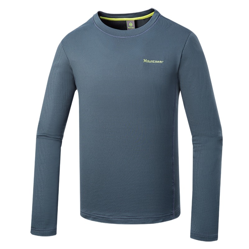 山林MOUNTNEER 男款圓領雲彩針織保暖上衣 灰藍 22P17 刷毛衣 保暖衣 中層衣 OUTDOOR NICE-細節圖2