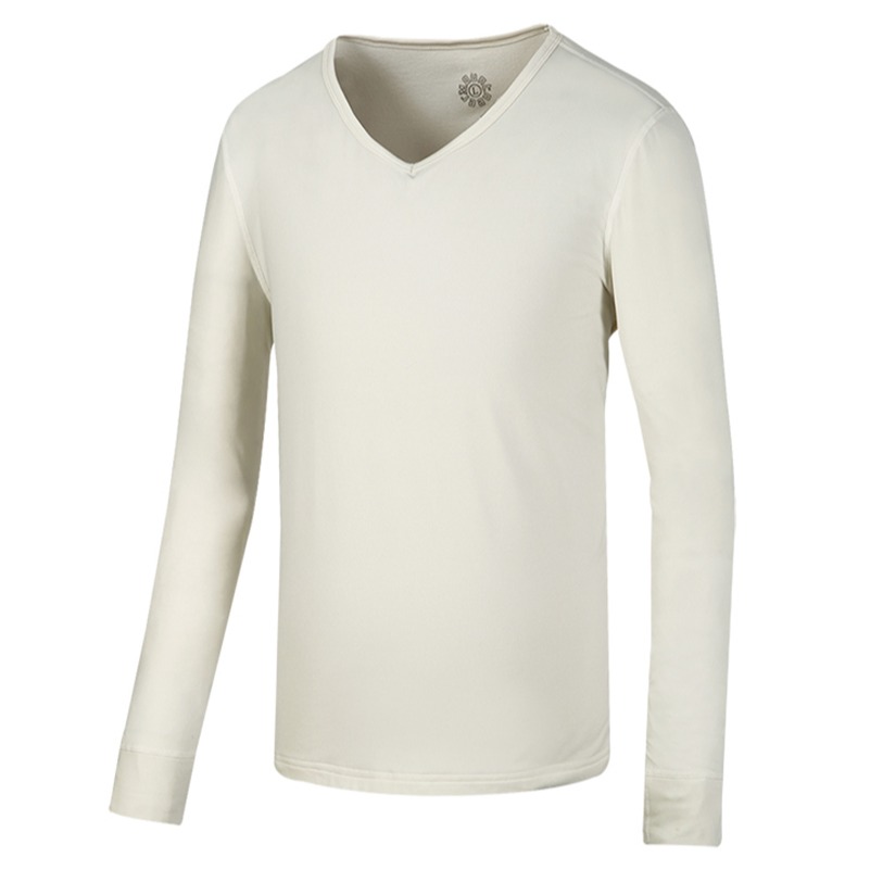 山林MOUNTNEER 男款V領遠紅外線保暖衣 米白色 32K65 衛生衣 內衣 發熱衣 OUTDOOR NICE-細節圖2