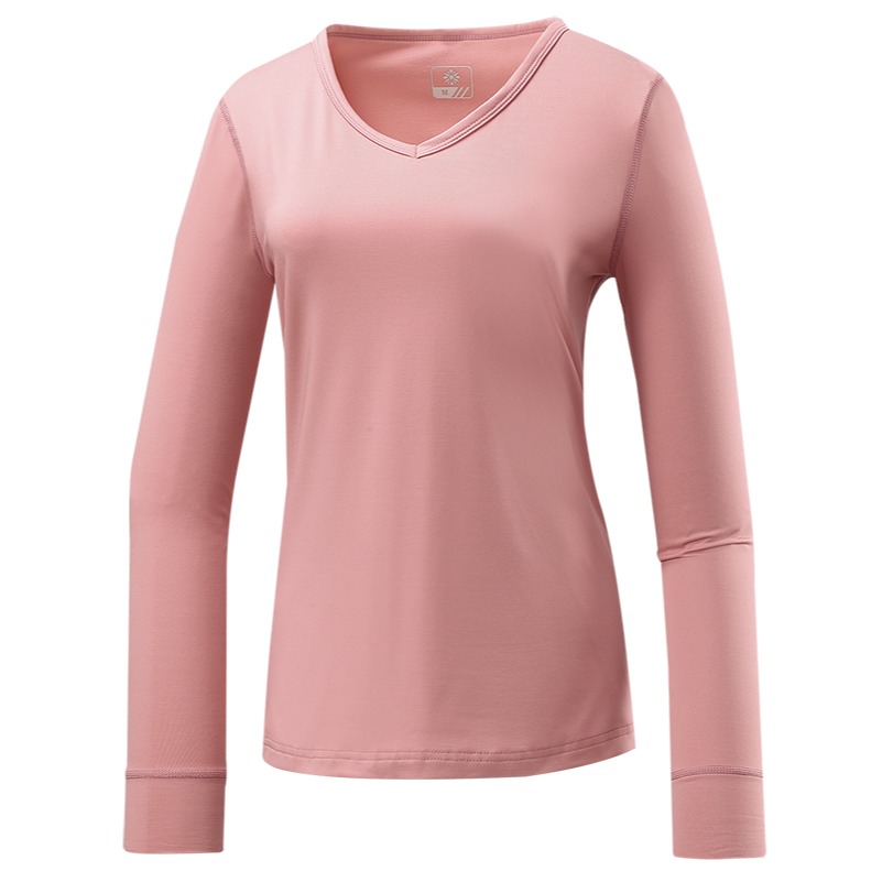 山林MOUNTNEER 女款V領遠紅外線保暖衣 粉紅色 32K66 衛生衣 內衣 發熱衣 OUTDOOR NICE-細節圖2