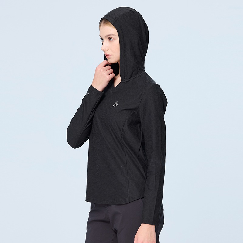 荒野WILDLAND 女款超彈雙色連帽保暖機能衣 0B22619 黑色 磨毛 四向彈性 OUTDOOR NICE-細節圖5