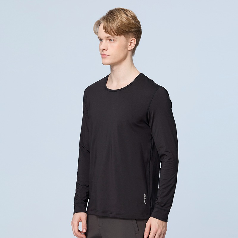 荒野WILDLAND 男Super hot石墨烯圓領保暖衣 W2686 黑色 衛生衣 輕量保暖 OUTDOOR NICE-細節圖3