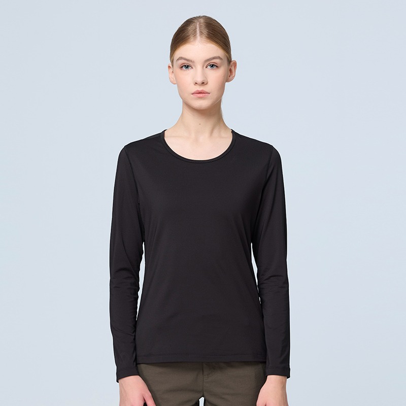 荒野WILDLAND 女Super hot石墨烯圓領保暖衣 W2687 黑色 衛生衣 內衣 OUTDOOR NICE-細節圖2