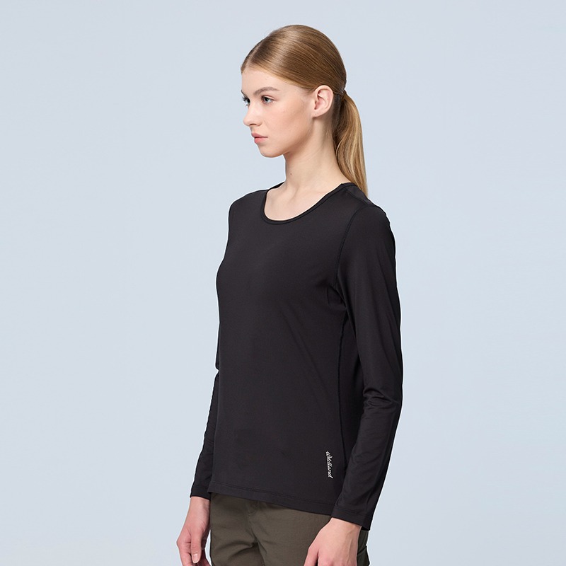 荒野WILDLAND 女Super hot石墨烯圓領保暖衣 W2687 黑色 衛生衣 內衣 OUTDOOR NICE-細節圖3