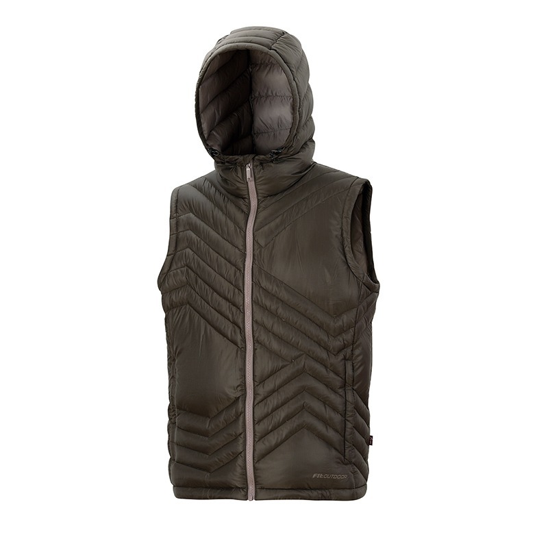 維特FIT 男款輕量連帽羽絨背心 HW1401 黑咖啡 保暖背心 防寒背心 連帽背心 OUTDOOR NICE-細節圖2