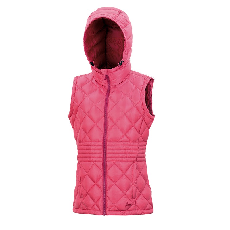 維特FIT 女款輕量連帽羽絨背心 HW2401 珊瑚紅 保暖背心 防寒背心 連帽背心 OUTDOOR NICE-細節圖2