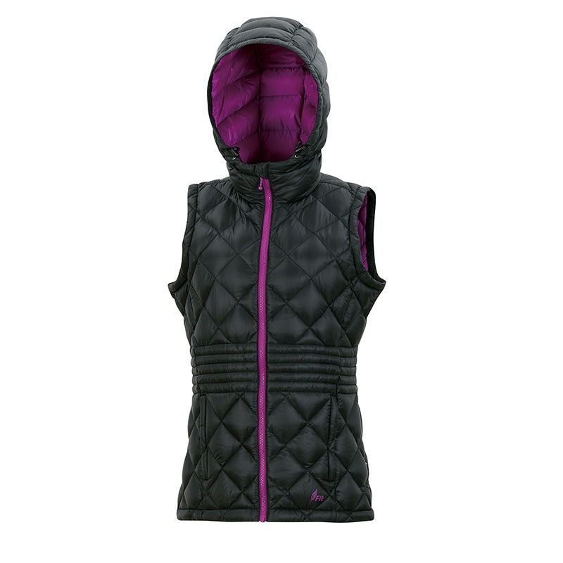 維特FIT 女款輕量連帽羽絨背心 HW2401 經典黑 保暖背心 防寒背心 連帽背心 OUTDOOR NICE-細節圖2