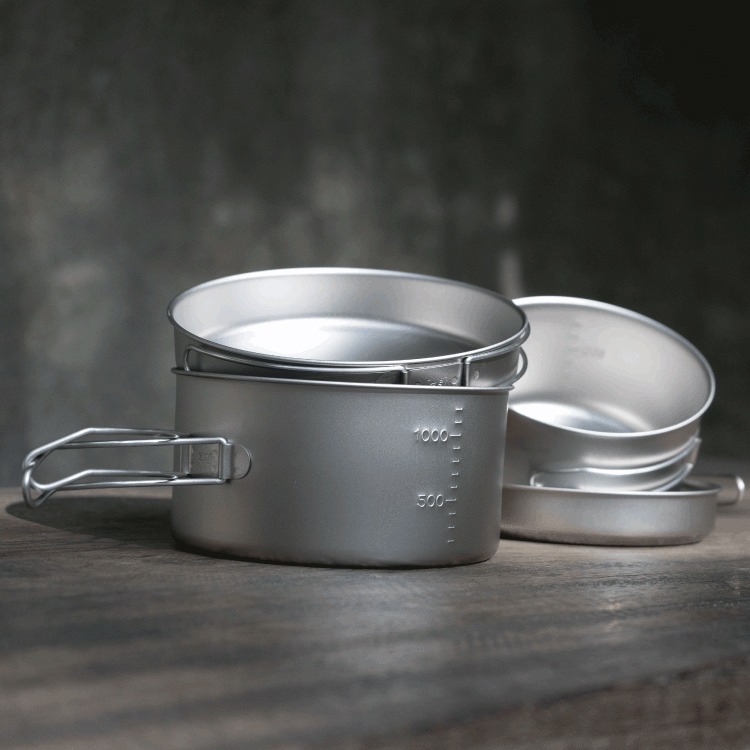 日本EPIgas 鈦BP炊具組 T-8008 鍋具組 套鍋 二鍋二蓋 鈦鍋 個人餐具 OUTDOOR NICE-細節圖3