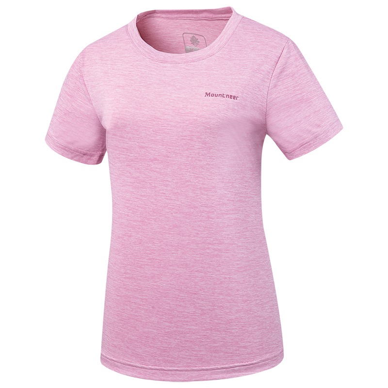山林MOUNTNEER 女款透氣排汗抗UV上衣 51P40 淺粉 排汗衣 運動上衣 T恤 OUTDOOR NICE-細節圖2