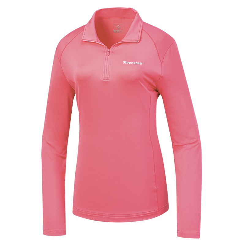 山林MOUNTNEER 女款氧化鋅抗菌涼感衣 51P52 深粉紅 立領上衣 機能上衣 防曬長袖 OUTDOOR NICE-細節圖2