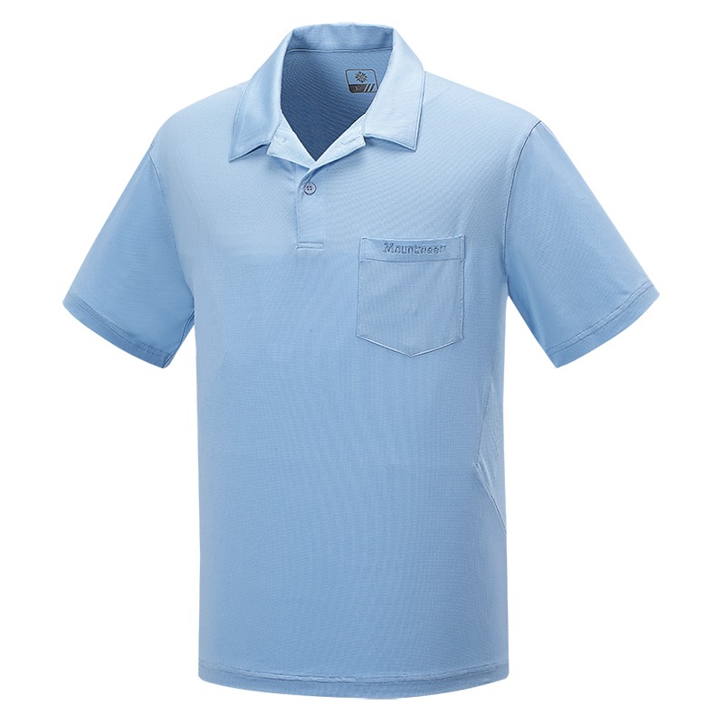 山林MOUNTNEER 男款抗菌透氣排汗上衣 41P67 粉藍 排汗POLO 排汗休閒服 OUTDOOR NICE-細節圖2