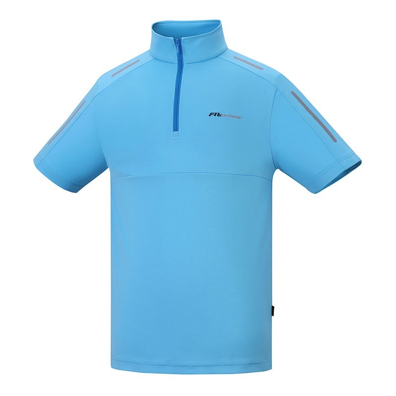維特FIT 男款膠原蛋白消臭抗UV涼感立領短袖衣 QS1103 水藍色 排汗衣 運動上衣 OUTDOOR NICE-細節圖2