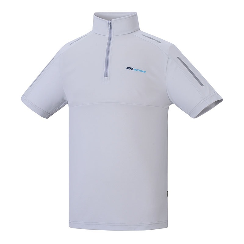 維特FIT 男款膠原蛋白消臭抗UV涼感立領短袖衣 QS1103 時尚灰 排汗衣 運動上衣 OUTDOOR NICE-細節圖2