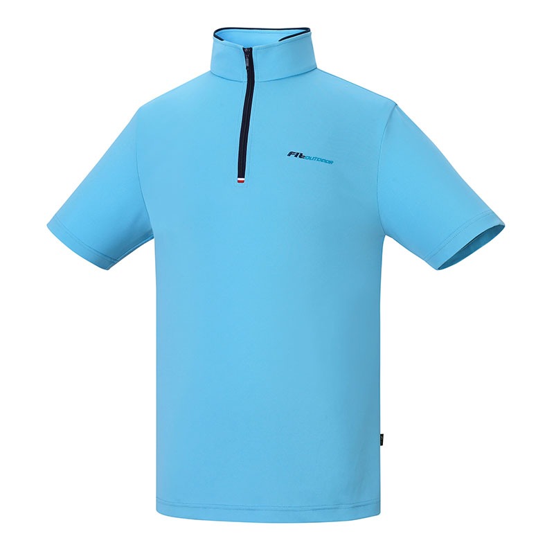維特FIT 男款膠原蛋白消臭抗UV涼感立領短袖衣 QS1102 水藍色 排汗衣 運動上衣 OUTDOOR NICE-細節圖2