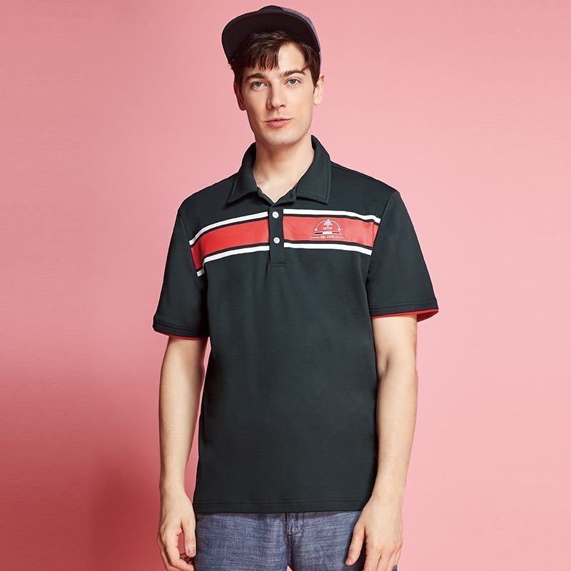 名典 Spar 男款吸濕排汗短袖上衣 SA1098204 墨綠色 排汗衣 排汗POLO 休閒服 OUTDOOR NICE-細節圖2