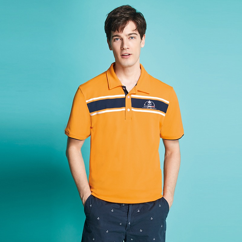 名典 Spar 男款吸濕排汗短袖上衣 SA1098203 金桔色 排汗衣 排汗POLO 休閒服 OUTDOOR NICE-細節圖2